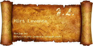 Hirt Levente névjegykártya